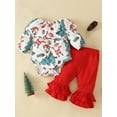 thumbnail image 2 of Qiylii Christmas Baby Girls Clothes Set, Santa Claus Pattern Romper+Flare Pants Outfit, 2 of 8