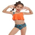 thumbnail image 3 of Family Matching Swimwear Mom and Daughter Patchwork Bra Ruffled Tops with Briefs Swimsuit, 3 of 6
