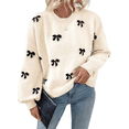 thumbnail image 2 of Chandail Imprimé Y2K pour Femmes Col Rond Manches Longues Épaules Tombantes Tricot TG, 2 of 7