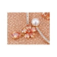 thumbnail image 4 of Topaz Brown Daisy Flower Pearl Bead Crystal Earring Necklace Jewel Set, 4 of 6
