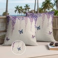 thumbnail image 3 of Wisteria Outdoor Pillow Covers 16x16 Set of 2,Waterproof Patio Throw Pillowcase Protectors,Spring Purple Flowers Butterflies Vintage Beige Decorative Pillow Shams Cushion Covers for Seat Bed Couch, 3 of 8