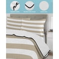 thumbnail image 4 of Quilts Queen Size Bedding Set, Khaki Stripes Lightweight Quilted Comforter, Simple Khaki White Texture Soft Reversible Bedspread Coverlet with Pillow Covers for All Season, 90" x 96", 4 of 7