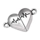 thumbnail image 2 of Colgante de pulsera corazón magnético para parejas | Corazón partido plateado con grabado de electrocardiograma | Conexión magnética | Charm versátil para pulsera o collar | 1 Pieza |, 2 of 6