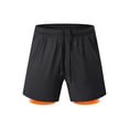 thumbnail image 5 of Men’s 2 in 1 Running Shorts with Pockets Quick Dry Breathable Active Gym Workout Shorts Bright Orange Large, 5 of 9