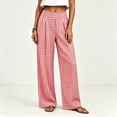 thumbnail image 2 of Lmnyox Women's Wide Leg Pants Plaid Pleated Front High Waist Trousers Casual Outdoor Vacation Pants with Pockets, 2 of 9