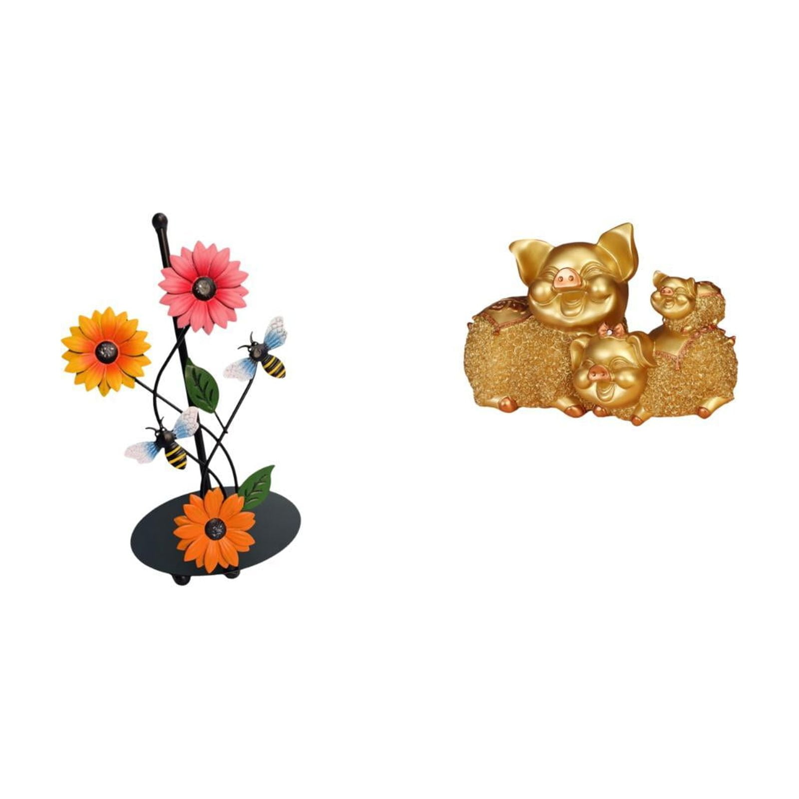 Fiocias Pig Paper Towel Holder Dispenser Non Slip Vertical Tissue Holder Rack Modern Collectible Animal Statue Resin Sculpture for Home Bookshelf Entrance She