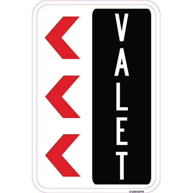 SignMission A-1218-22770 12 x 18 in. Aluminum Sign - Valet Left Arrow