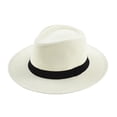 thumbnail image 2 of Hat Sun Hats for Women with Black Ribbon Band, Lightweight Breathable Woven Panama Style Hat, Casual Travel Beach Dress Hat for Men Women Outdoor Wedding Daily Wear, 2 of 6