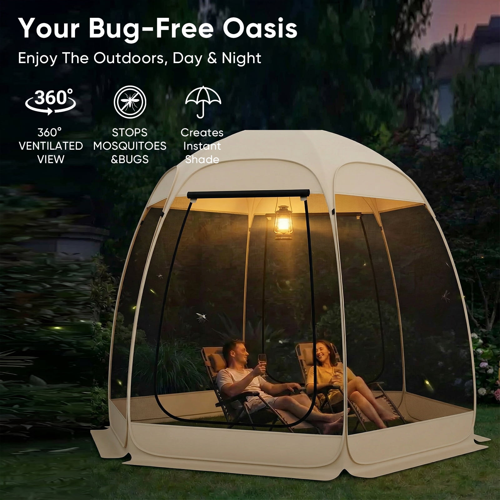 TABU Screen House Tent, 10x10ft Pop up Screen Tent, 6-7 Person Screened Canopy Tent with Carry Bag for Backyard & Outdoor Activities