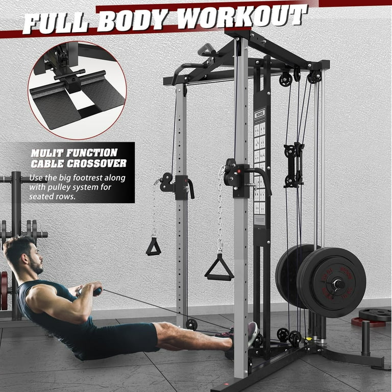 DONOW Cable Crossover Machine Cable Fly Machine Home Gym System Workout Station with Dual Pulley System Pull Up Bar Cable Bar and LAT Pull Down