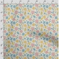 thumbnail image 3 of Soimoi Floral Print,Cotton Cambric, Quilting Fabric Sold by The Yard 42 Inch Wide, Medium Weight Cotton Fabric, SewingSupplies,Yellow & Blue, 3 of 5