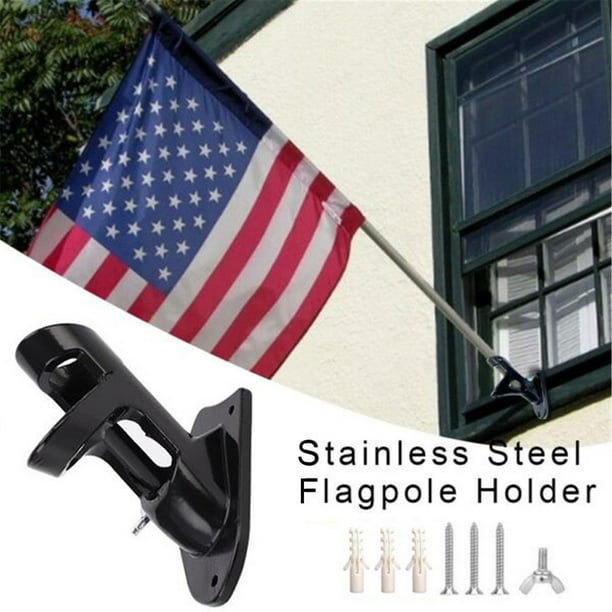 Fiudx Soporte de Asta de Bandera de Pared de Aleación de Aluminio, Ajustable En Dos Direcciones, Ángulos de 45° y 90°, Resistente Al Óxido y a La Intemperie, para Exhibir Banderas En Exteriores, Pati