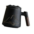 thumbnail image 2 of Taza de té de cerámica con asa para beber, ideal para jardín, hotel y bebidas. Negro, 2 of 9