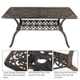 thumbnail image 4 of Tcbosik 59 inch Outdoor Dining Table with 2" Umbrella Hole, Cast Aluminum Patio Table, Rectangle Bistro Table for Garden, Porch, Backyard, Poolside, Bronze, 4 of 7
