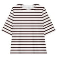 thumbnail image 5 of Hinvhai Girls Summer Clothes , Striped Crewneck Oversized Slouchy T-Shirt Top + Biker Shorts 2Pcs Summer Outfits Brown 14 Years, 5 of 9