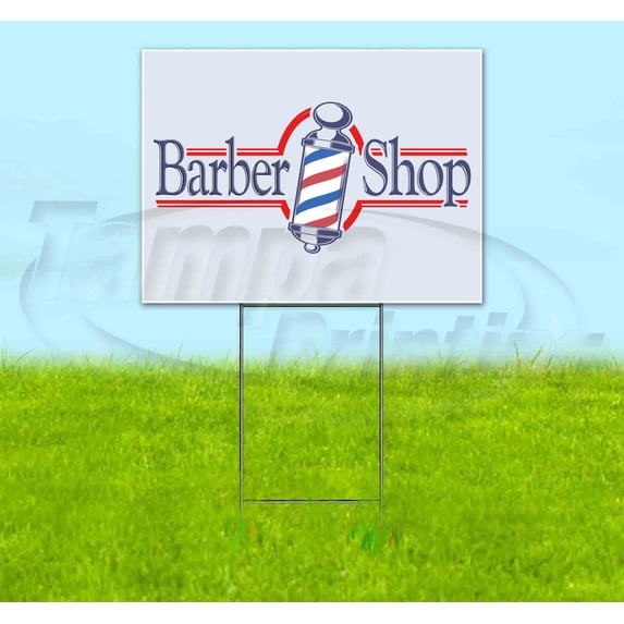 Barber Shop Old School (18" x 24") Yard Sign, Includes Metal Step Stake