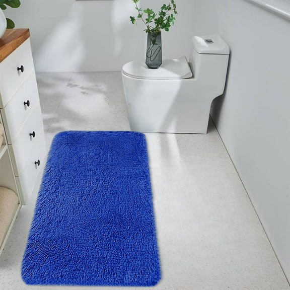 CSSAD Solid Color Bath Rugs, 1pc Bathroom Rug,15.7x31.5in,Super Soft Non Slip Bathtub Carpet and Absorbent Bath Mat Plush Bath Mat for Bathroom, Blue on Clearance