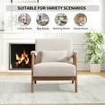 thumbnail image 6 of Bonzy Home Mid-Century Modern Accent Chair — Comfy Fabric Lounge Armchair with Wood Frame & Throw Pillow, Beige, 6 of 7