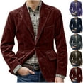 thumbnail image 5 of Brnmxoke Men Vintage Corduroy Suit Jacket Business Work Slim Fit Single Breasted Blazers Coat Casual Notch Lapel Formal Blazer Purple,XL, 5 of 9