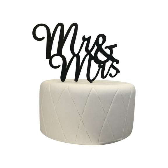 17 Main Mr & Mrs Acrylic Wedding Cake Topper -Black