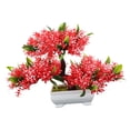 thumbnail image 4 of Bonsái artificial Planta artificial Decoración Escritorio Oficina Dormitorio Pequeño Falso rojo, 4 of 9