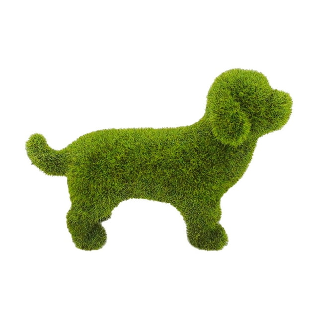 Home Flocking Animal Ornament Decorative Peeing Dog Topiary Green Animal Decoration