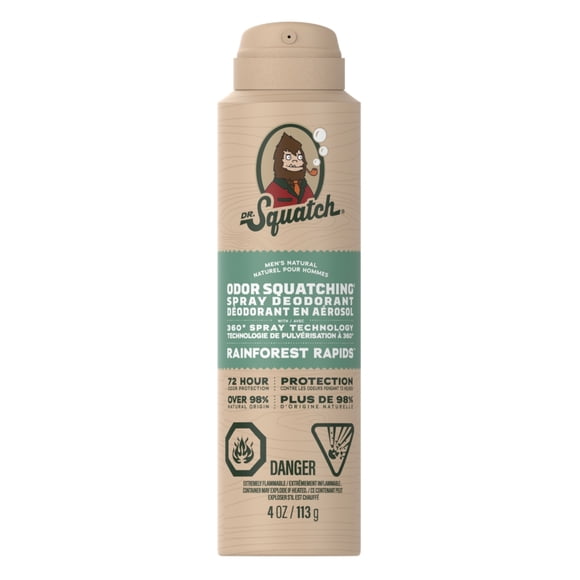 DR. SQUATCH Men's Deodorant Spray - Natural Rainforest Rapids - 4oz
