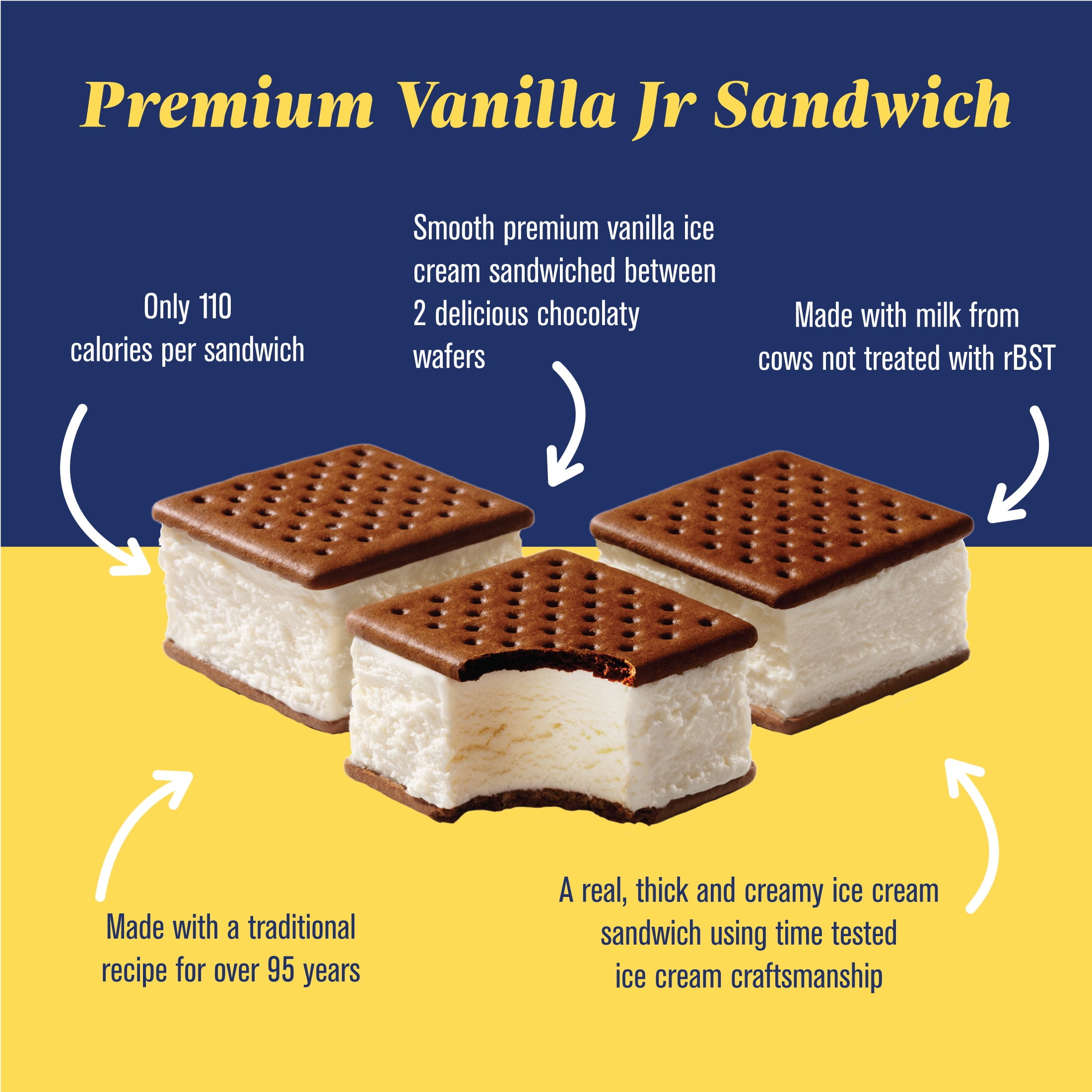 Fatboy Premium Vanilla Jr. Ice Cream Sandwiches, 2.75 fl oz, 9 Count (Frozen)