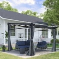 thumbnail image 2 of Outsunny 10' x 10' Metal Pergola w/ Retractable Canopy Roof, Dark Grey, 2 of 10