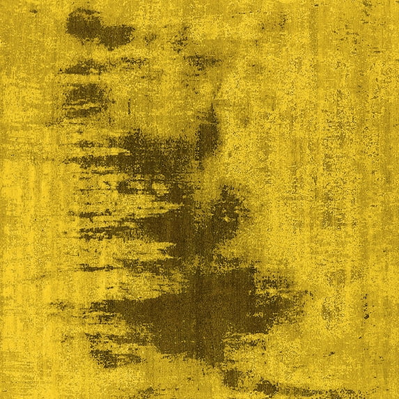 Ahgly Company Indoor Square Oriental Yellow Industrial Area Rugs, 6' Square