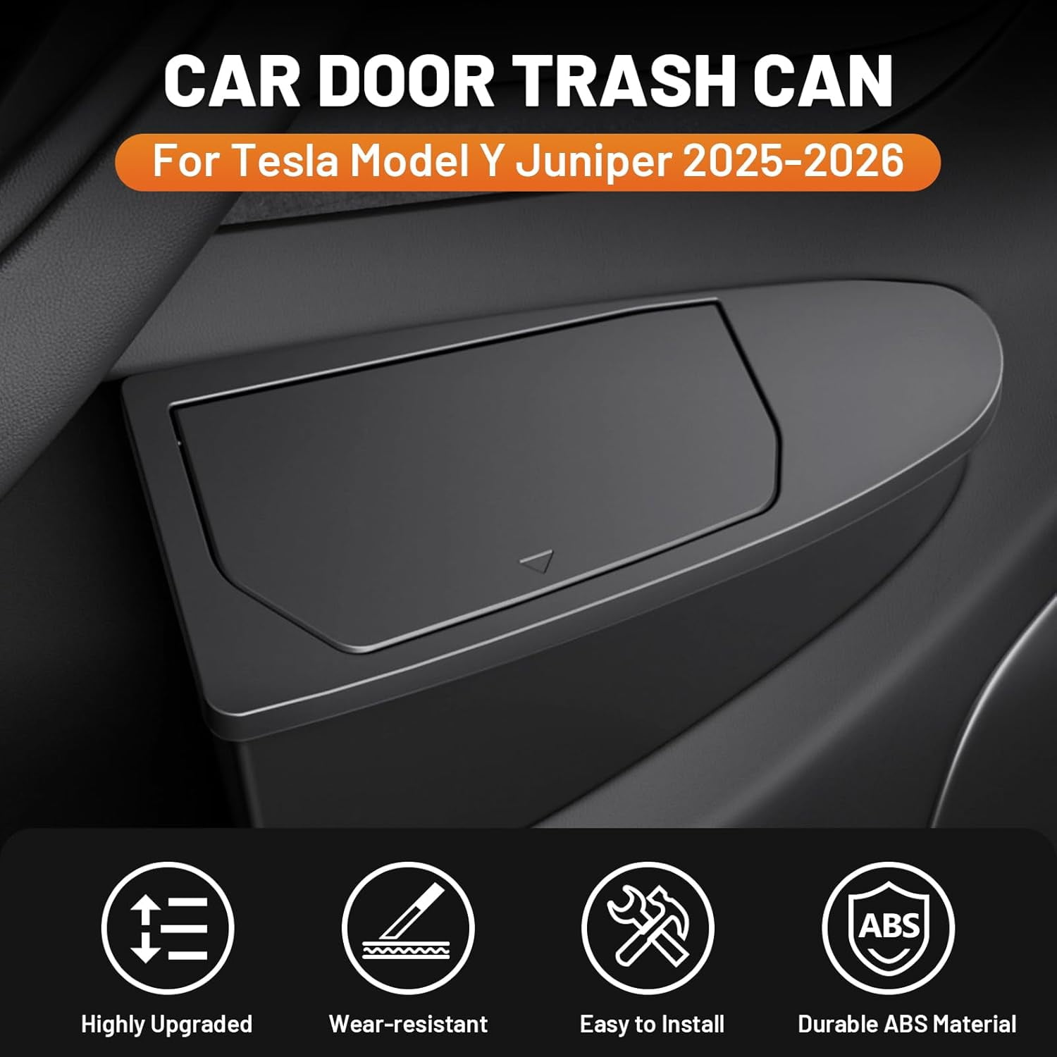 2PCS Car Front Door Trash Can for Tesla Model Y Juniper 2026 2025,Side Door Storage Box Organizer with Push-to-Open Lid Design ABS Front Seat Garbage Can Bin for New Model Y Accessories 2026