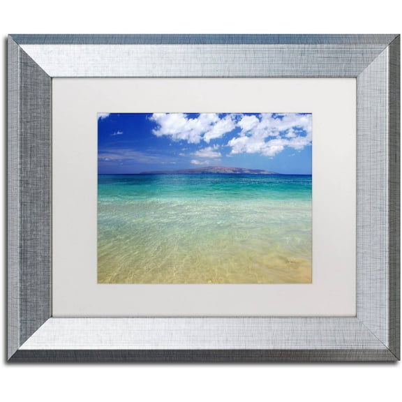 Trademark Fine Art "Hawaii Blue Beach" Canvas Art by Pierre Leclerc White Matte, Silver Frame