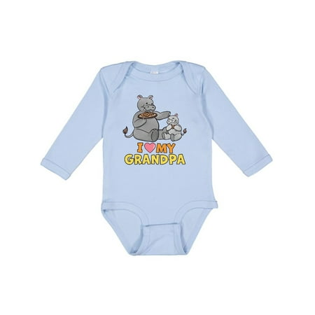 

Inktastic I Love My Grandpa Hippos Boys or Girls Long Sleeve Baby Bodysuit