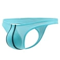 thumbnail image 2 of UVEASISHA Mens Thong Bikini Low Rise Slim Fit Briefs Comfy Breathable G-String Soft Stretch Underwear Light Blue M, 2 of 4