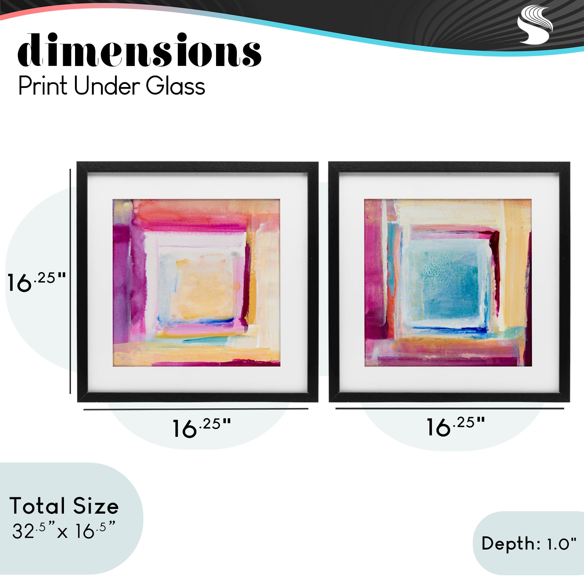 Stupell Industries Pink & Yellow New Day 2 Piece Black Framed Print Under Glass Set, design by Lanie Loreth