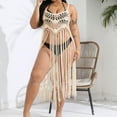 thumbnail image 6 of Aloohaidyvio Plus Size Crochet Cover Up for Women Sleeveless Beachwear Swimwear Fringe Trim Crochet Kimono Cover Up, 6 of 6