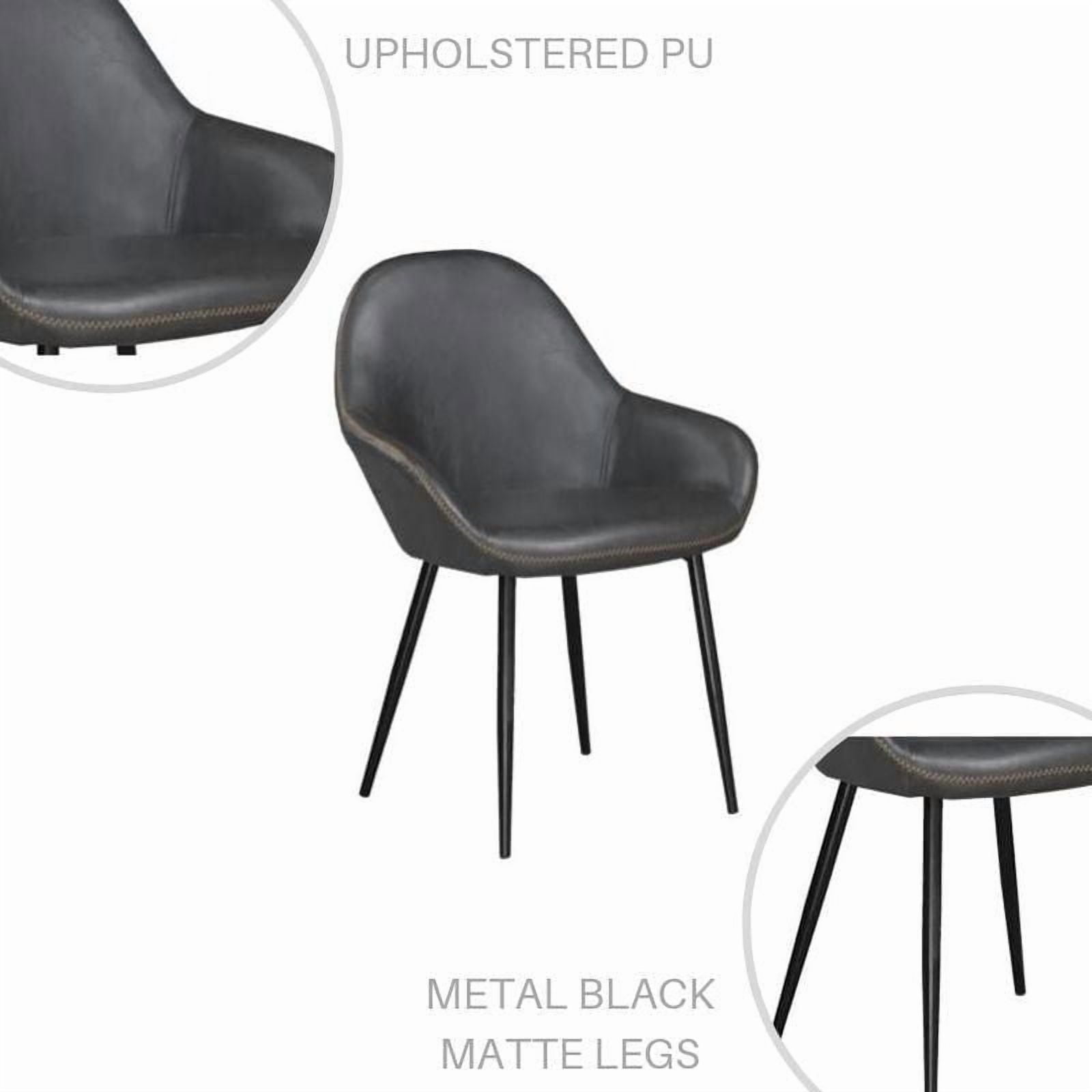 Ani Mid-Century Arm Dining Chair in Black – Durable Upholstered PU with Black Matte Legs, Set of 2, Perfect for Restaurants