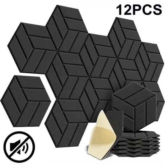 Hexagon Acoustic Wall Panels Self Adhesive Soundproof Wall Stickers, Polyester Fiber Noise Reduction Tiles, Decorative Sound Absorbing Panels for Home Office Studio Nursery Wall Decor