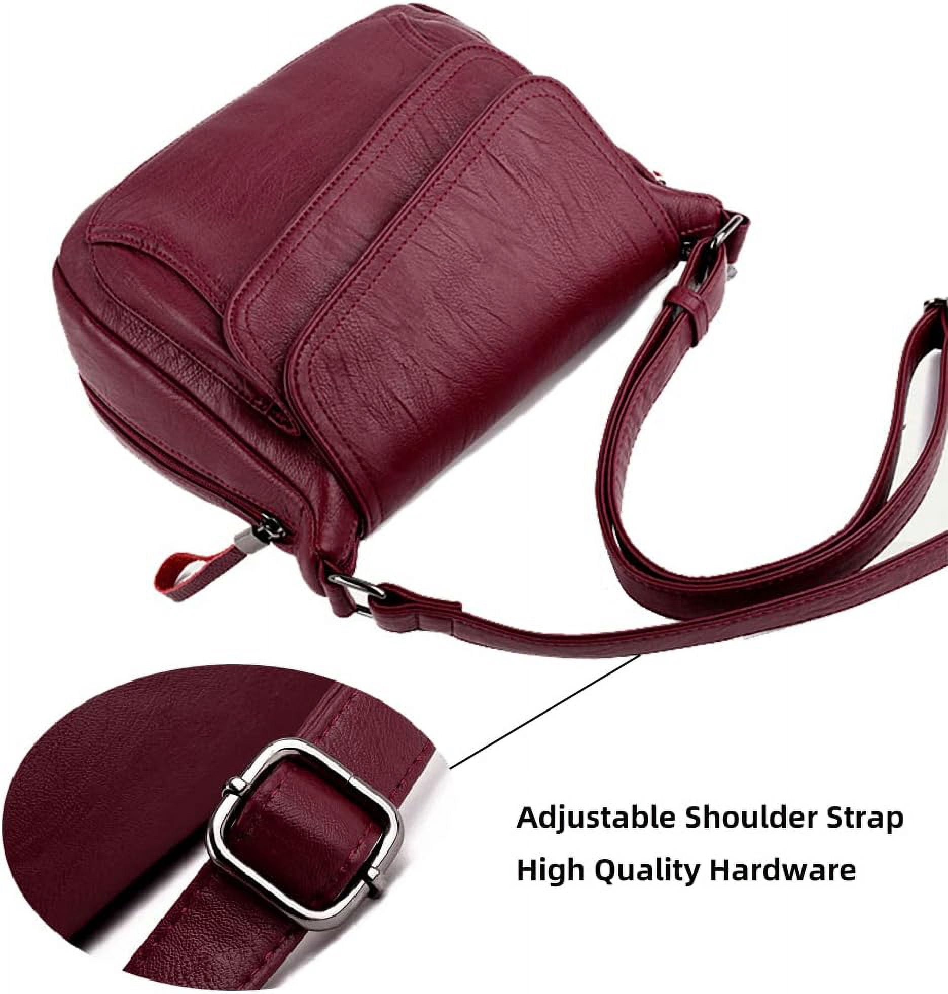 Women's Shoulder Bag Multi Pockets Crossbody Purse Leather Flapover Messenger Satchel  Travel Work Handbag