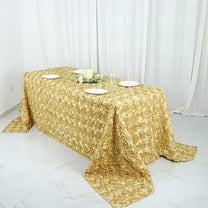 BalsaCircle Satin 90" x 132" Raised Rectangle Tablecloth Rosette Floral Champagne