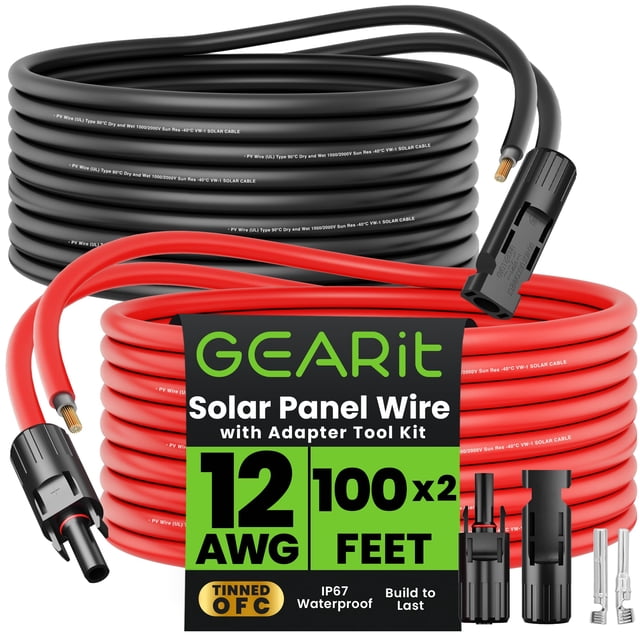 Cable de Extensión Solar GEARit 12AWG 30m Kit Impermeable