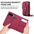 thumbnail image 5 of For Google Pixel 8A Crossbody Wallet Phone Case,Magnetic Detachable Flip,With Shoulder Strap&Wrist Strap,Zipper Pocket,Card&Cash Slots,PU Leather Shockproof Rugged Phone Case,Red, 5 of 9