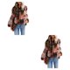 thumbnail image 4 of sweethay Camisa de mujer Cuello Llanura plisada Linda blusa bohemia informal Salidas diarias Oficina Hogar Camisas de viaje Vino rojo S Vino rojo S 2Conjunto, 4 of 6