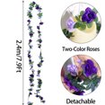 thumbnail image 3 of Duslogis 5Pcs 39.4 Ft Flower Garland Artificial Rose Vines for Bedroom, Cute Fake Hanging Flower Vines Floral Garland Decorations for Wedding Party Wall Room Decor Aesthetic (Purple), 3 of 7