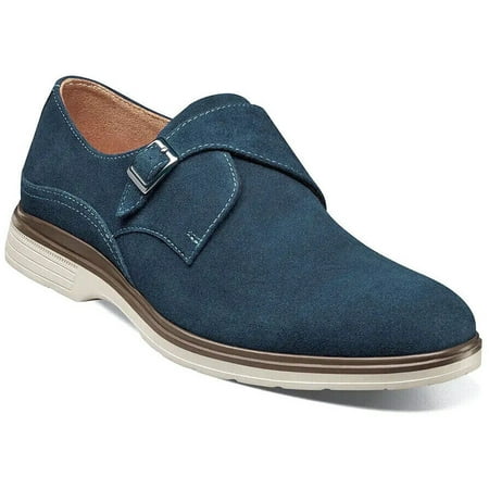 

Men s Stacy Adams Taylen Plain Toe Monk Strap Casual Shoes Navy Suede 25589-415