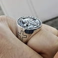 thumbnail image 4 of Vintage Silver Christian Catholic Jesus Cross Rings for Men Religious Lords Prayer Signet Band Ring for Baptism Christmas Communion Easter, 4 of 4