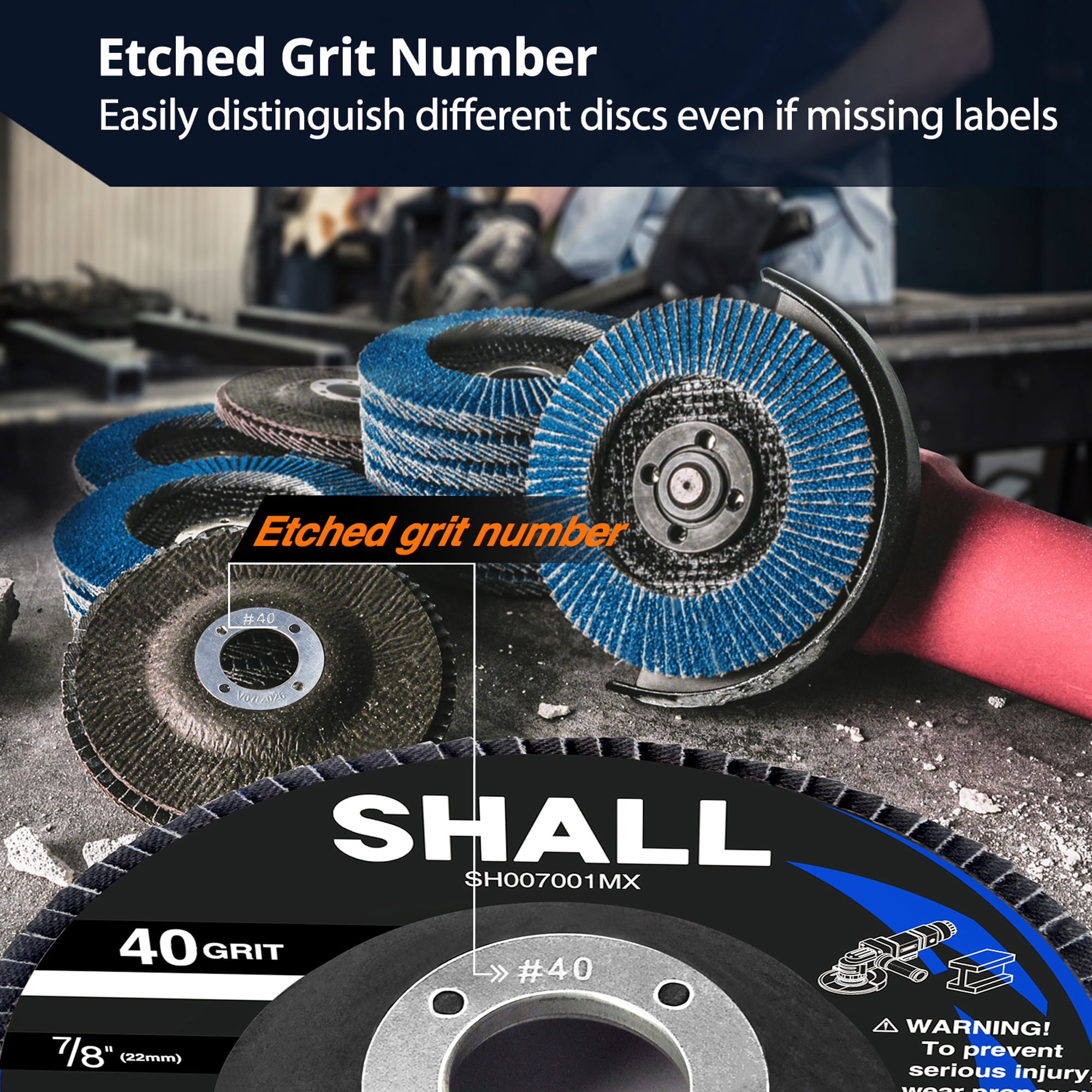 SHALL Flap Discs 4 1/2 for Angle Grinder Cutting Disc, Cut Off Wheels 4 1/2 inch, 24-Pack Flap Disc Zirconia Grinding Wheel