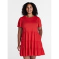 thumbnail image 2 of Time and Tru Women's and Women’s Plus Cotton Swing Dress with Short Sleeves, Sizes XS-4X, 2 of 6