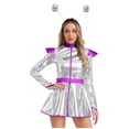 thumbnail image 5 of Aislor Women's Alien Cosplay Dress with Hair Hoop Astronaut Long Sleeve Shiny A-line Halloween Silver M, 5 of 7