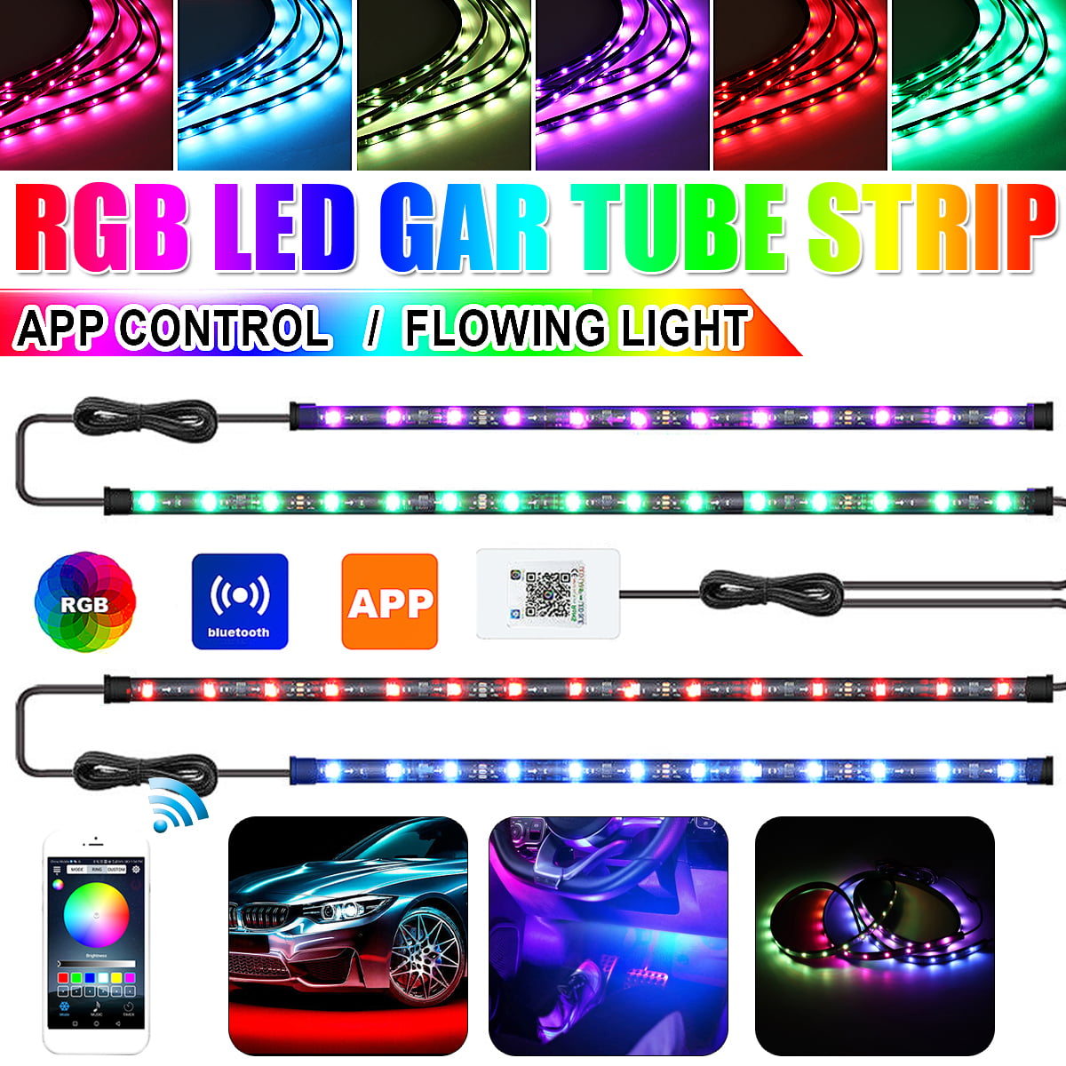 Multi Color Tube LED Under Car Underglow Underbody Neon Strip Light For Honda 